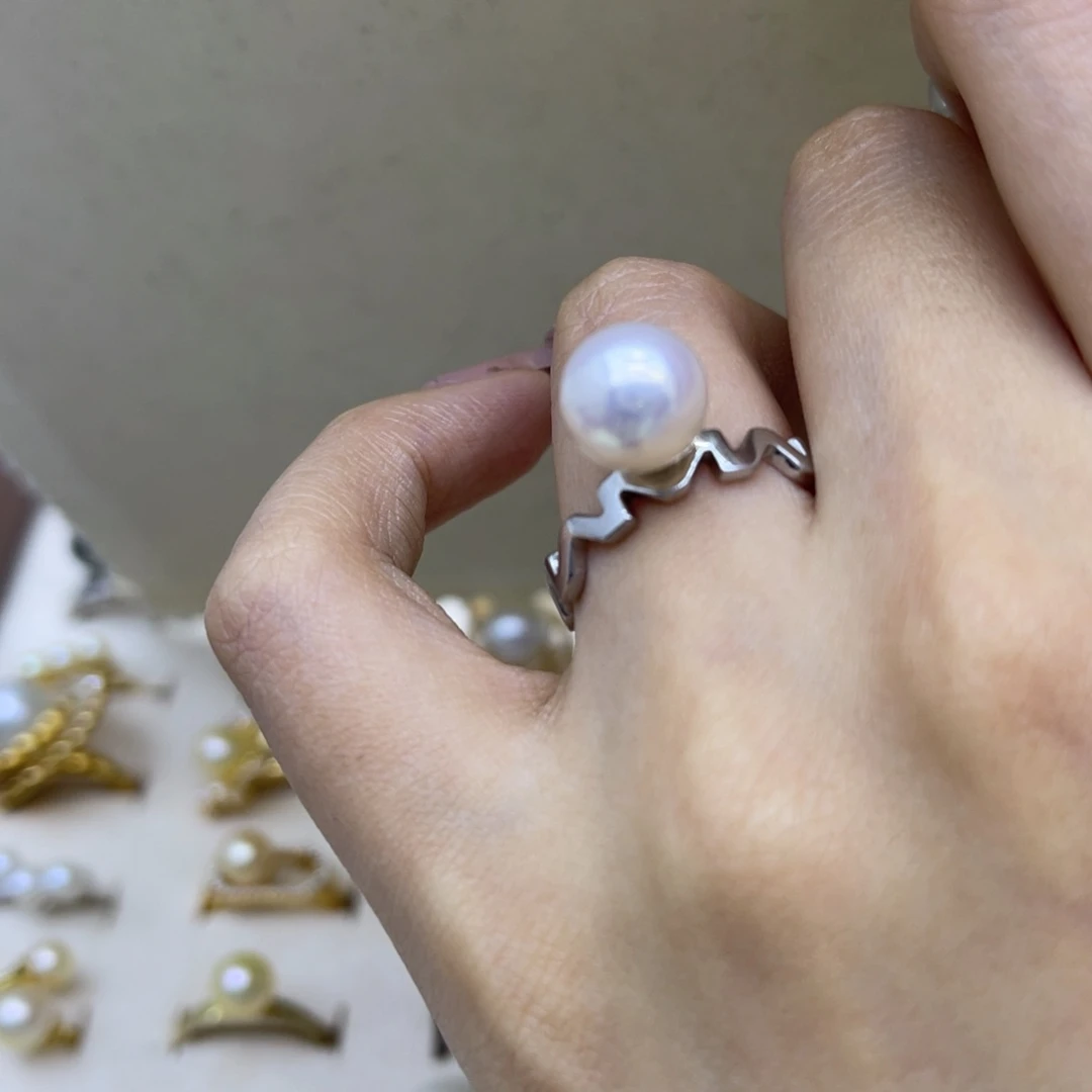 淡水珍珠戒指银S925镶嵌
