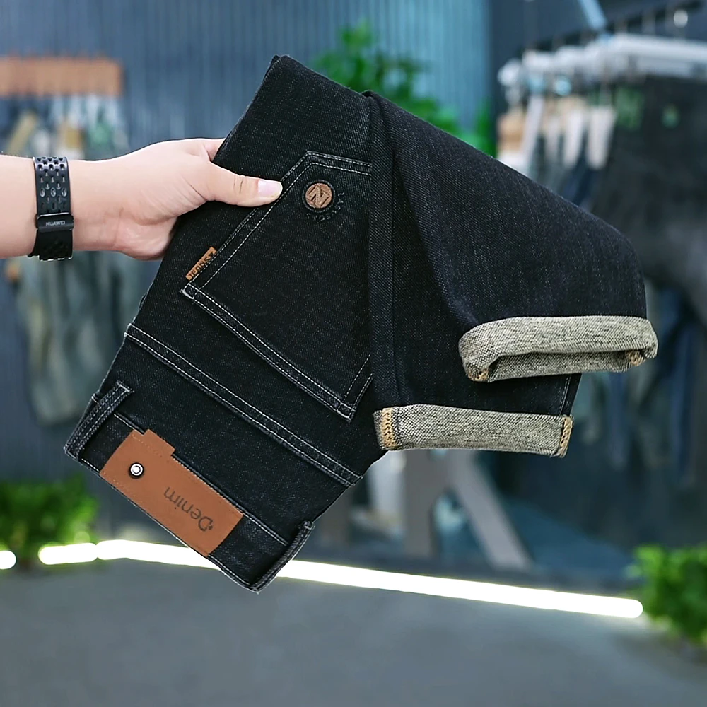 2025秋季新款轻奢修身小直筒简约舒适休闲水洗棉弹力男士牛仔裤