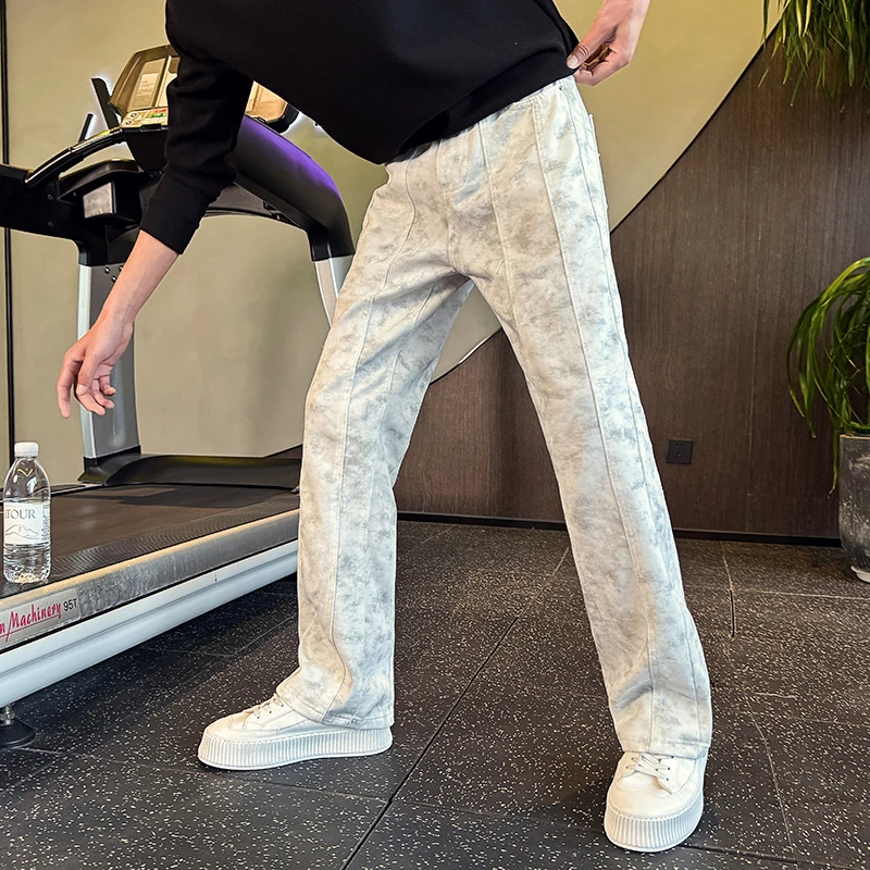 高级感直筒男士裤子男款美式高街阔腿牛仔裤2025新款春秋季休闲裤