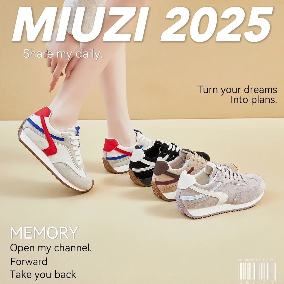 MIUZI谬姿 日系秋季新款多巴胺内增高阿甘鞋女潮休闲百搭德训鞋