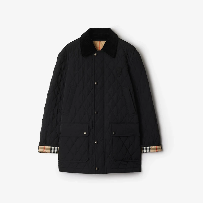 未使用 BURBERRY/博柏利 女士 B 字盾徽标刺绣绗缝尼龙夹克棉服