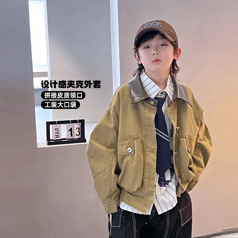 【巴恩风】儿童美式复古做旧外套潮牌宽松工装 502483O3