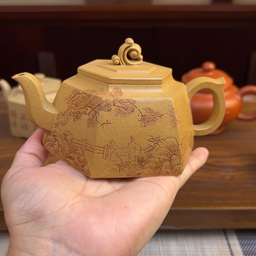 超***然紫砂茶壶黄金段六方井栏220cc