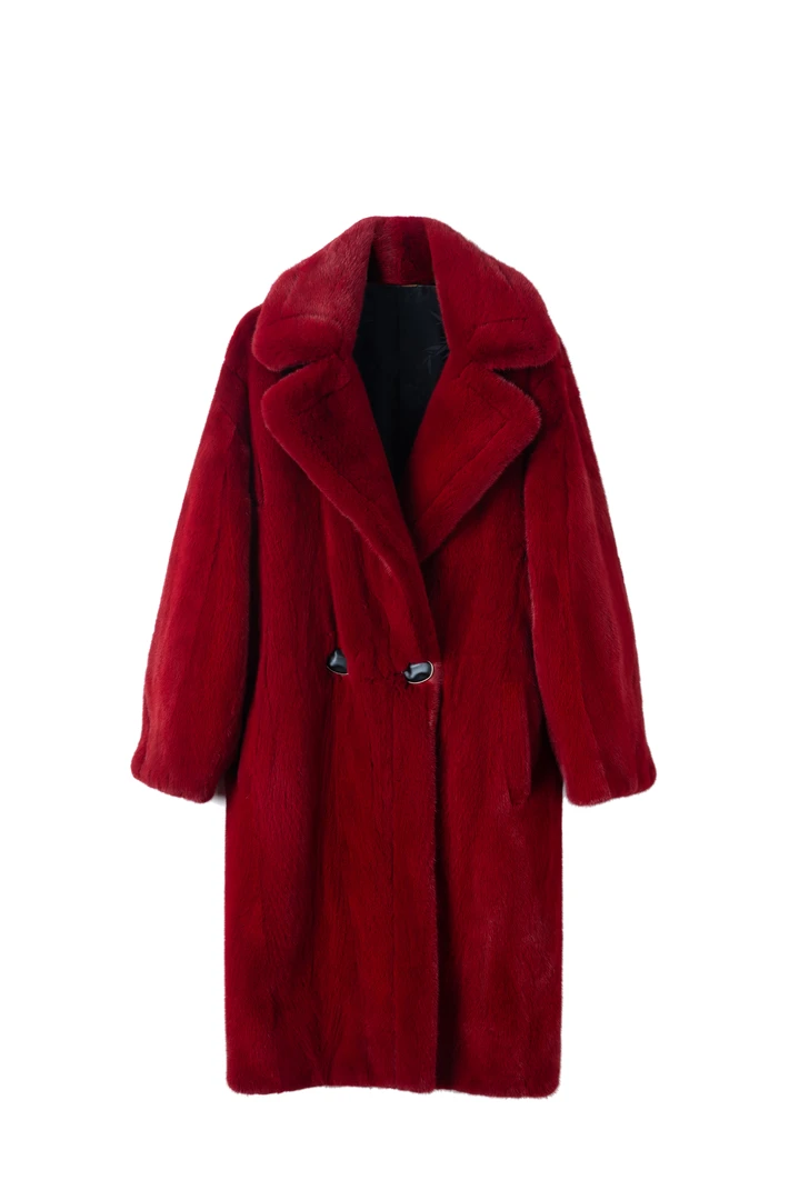 MDL23893冬季泰迪款天鹅绒紫金短二进口水貂皮草外套女长款