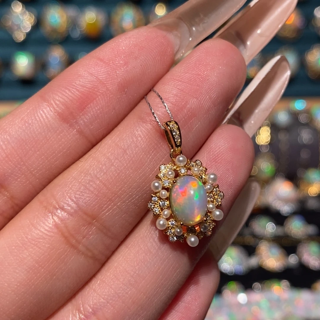 欧泊银S925镶嵌吊坠