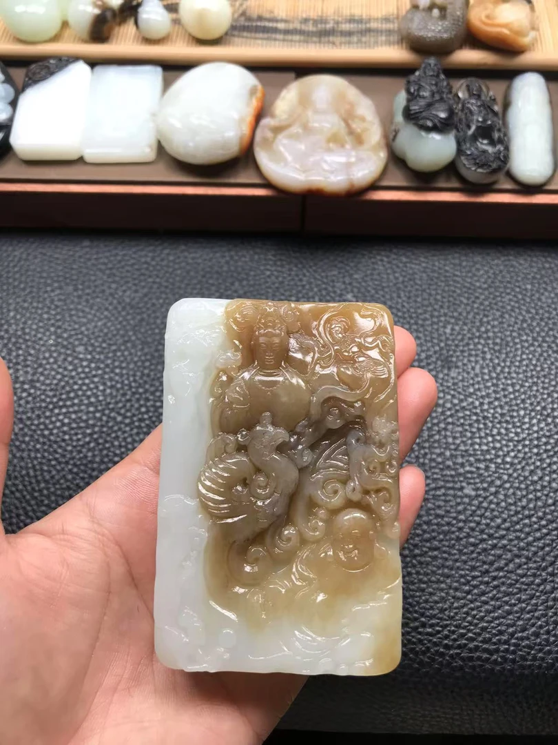 和田玉观音牌，实物超棒