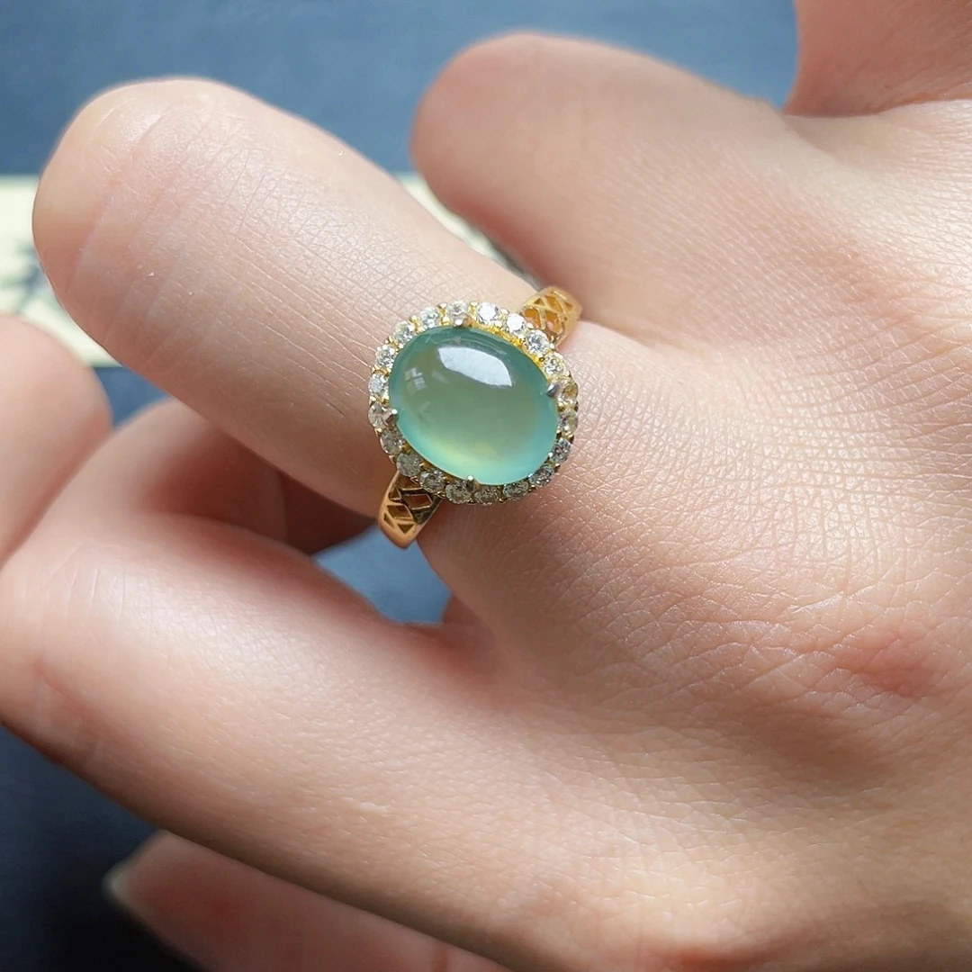 翡翠戒指银S925镶嵌戒指