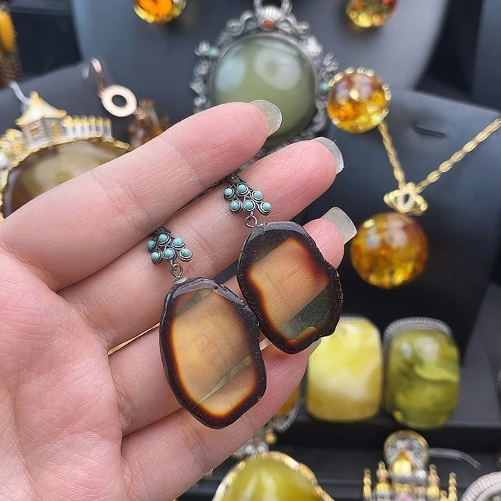 琥珀银S925镶嵌裸石