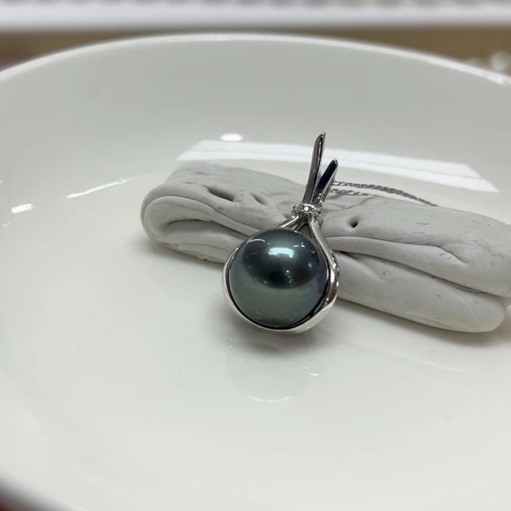 银S925镶嵌吊坠(不含链)海水珍珠10-11m 13号