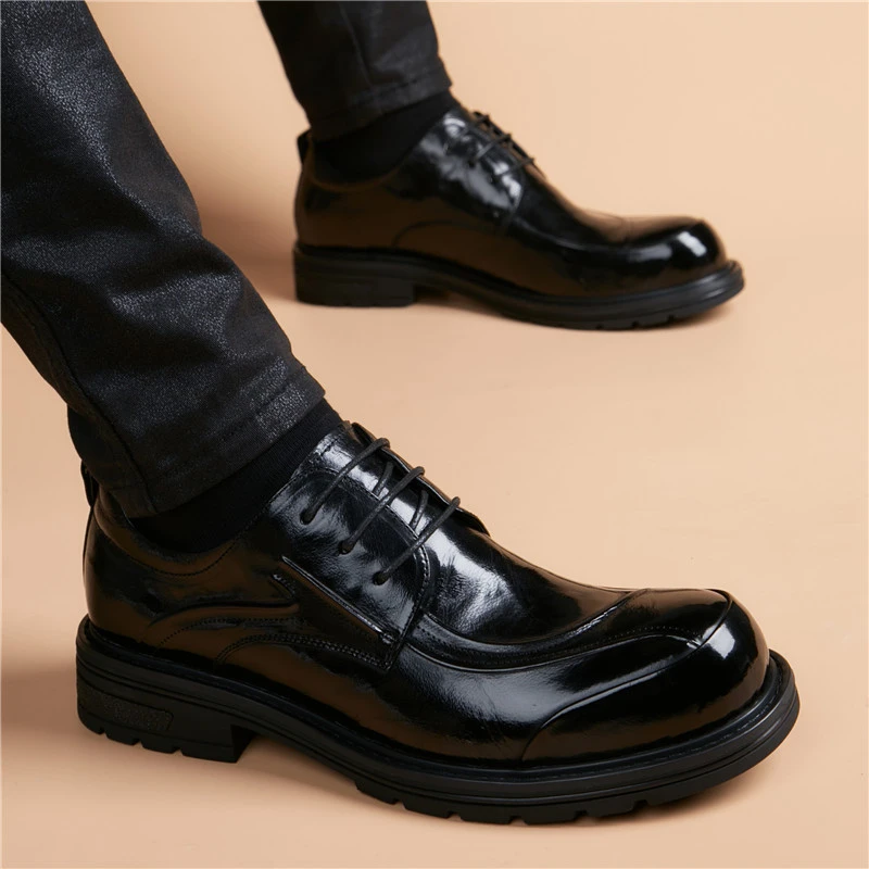 2025新款商务正装皮鞋男真皮头层牛皮潮鞋男英伦休闲男士大头皮鞋