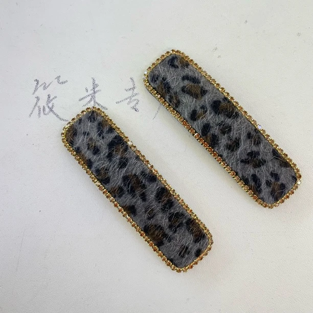 灰色豹纹发夹（2个）GZ025 GZ
