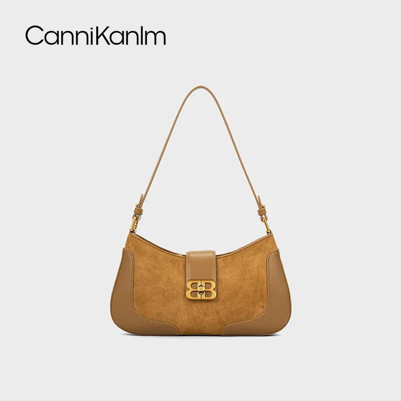 CanniKanlm真皮法棍腋下包包女2025新款高级感复古小众单肩斜挎包