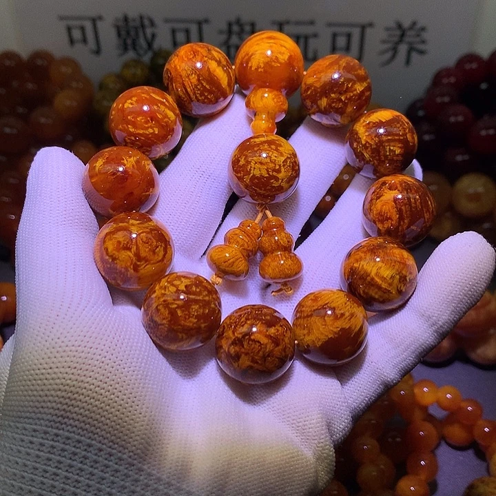 松木（琥珀木）手串/手链2.0 满留疤高货玉化
