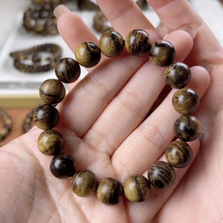 沉香手串越南芽庄白奇楠沉香瘤疤虎斑纹1.2