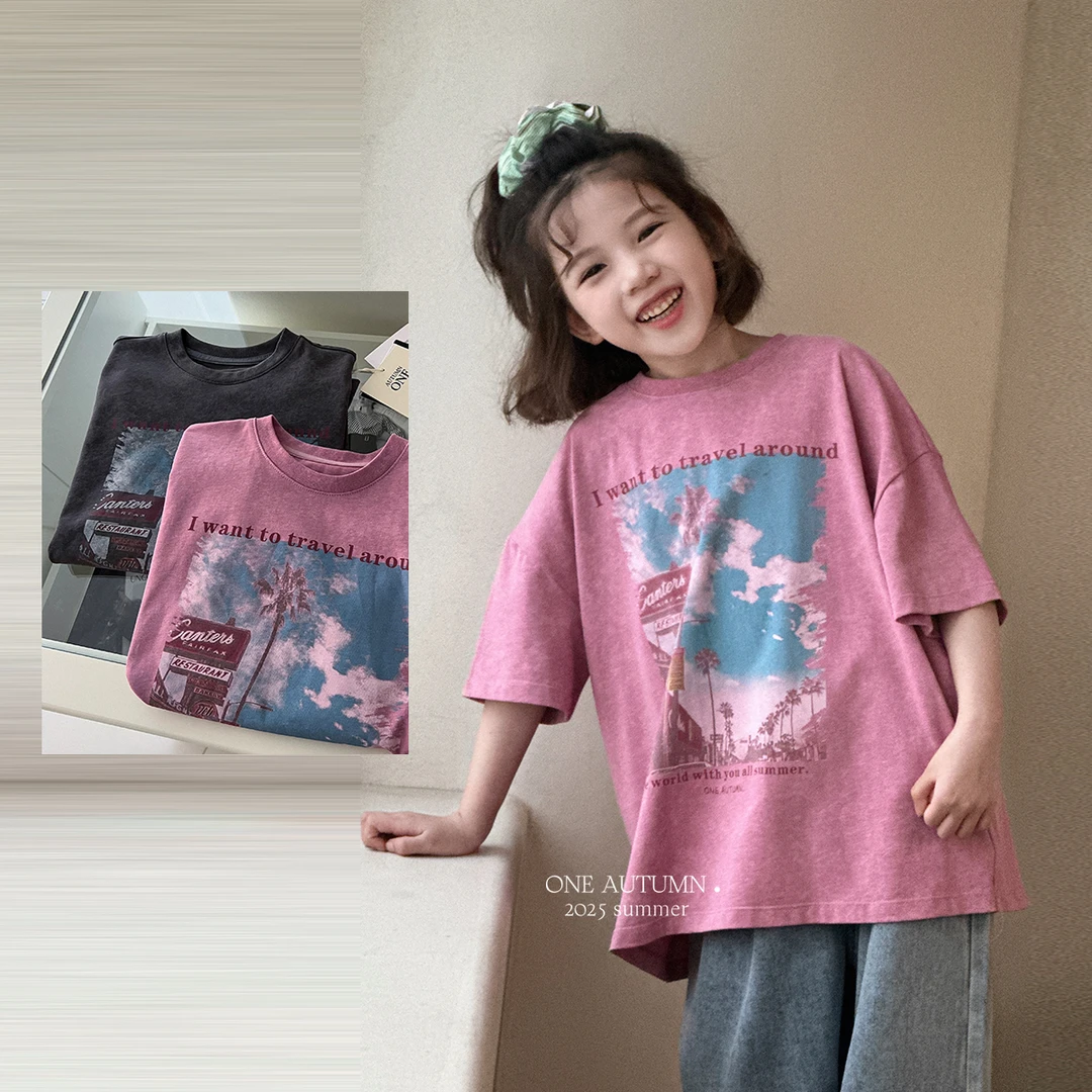 现货「壹秋.ONE AUTUMN」【自由风向】全棉短袖T恤女童夏上衣GX1052