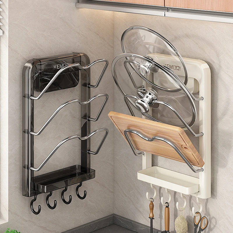 优勤吸盘锅盖架墙上免打孔挂墙锅架壁挂式厨房墙上菜板砧板收纳架