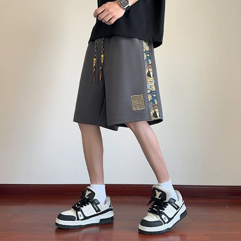 2025夏季中国风五分裤宽松显瘦潮流运动休闲印花短裤男士KR051