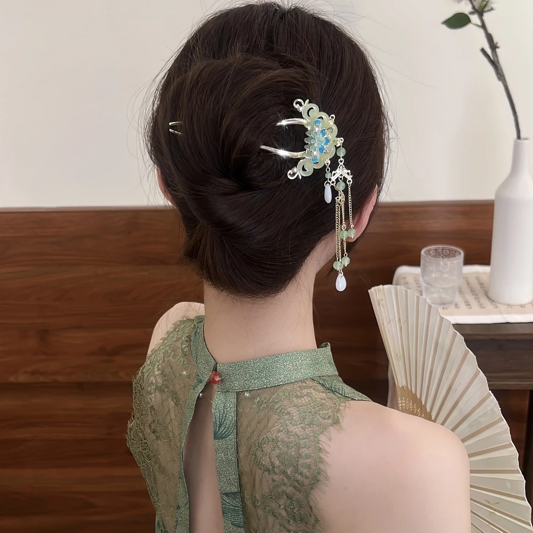 2025新中式国风云如意流苏发簪女后脑勺盘发发饰旗袍汉服配饰发钗