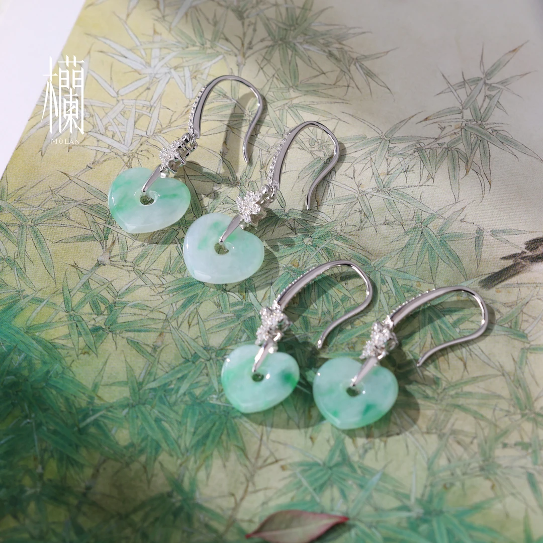 冰心｜冰底金丝绿·缅甸翡翠设计耳饰-LS7933048-多样性发其一