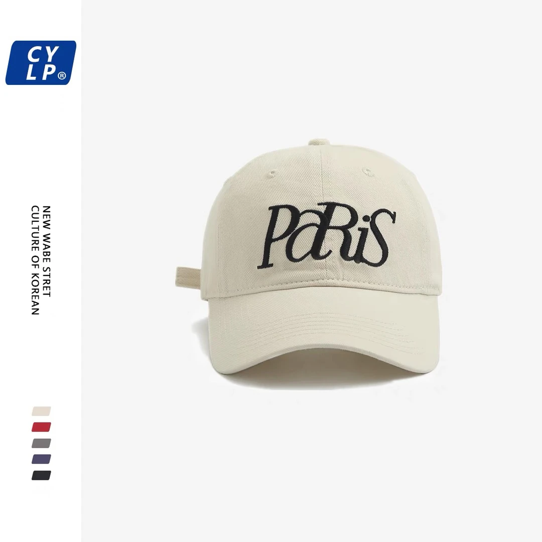 潮牌paris刺绣嘻哈棒球帽男女同款韩版春夏季百搭ins鸭舌帽显脸小