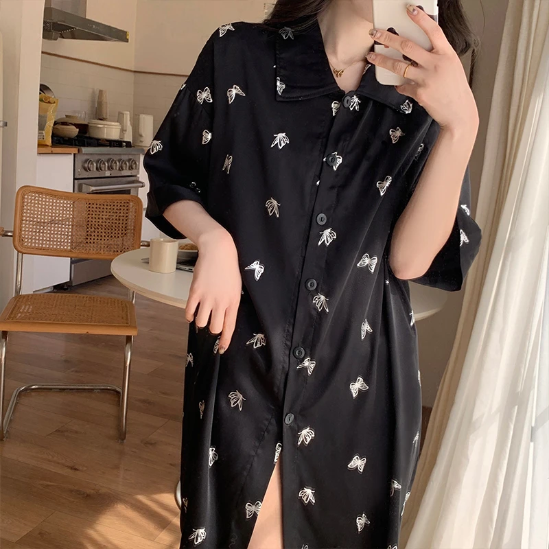 可外穿睡衣女款爆款2025新款春夏季冰丝舒适睡裙高颜值短袖家居服