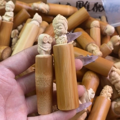 香榧木实心竹小立雕放漏福利
