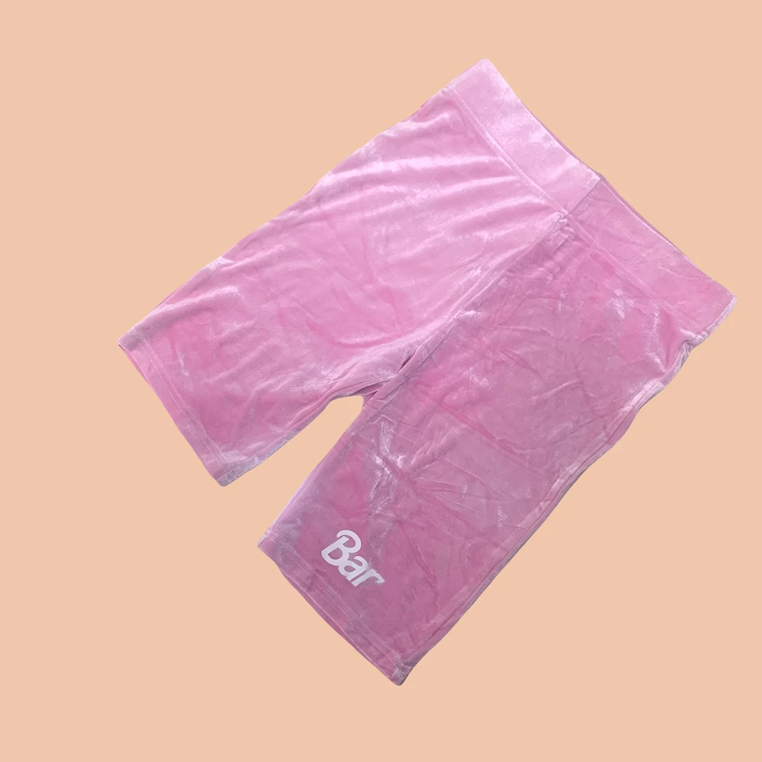 儿童粉色金丝绒芭比娃娃联名款5分裤短裤