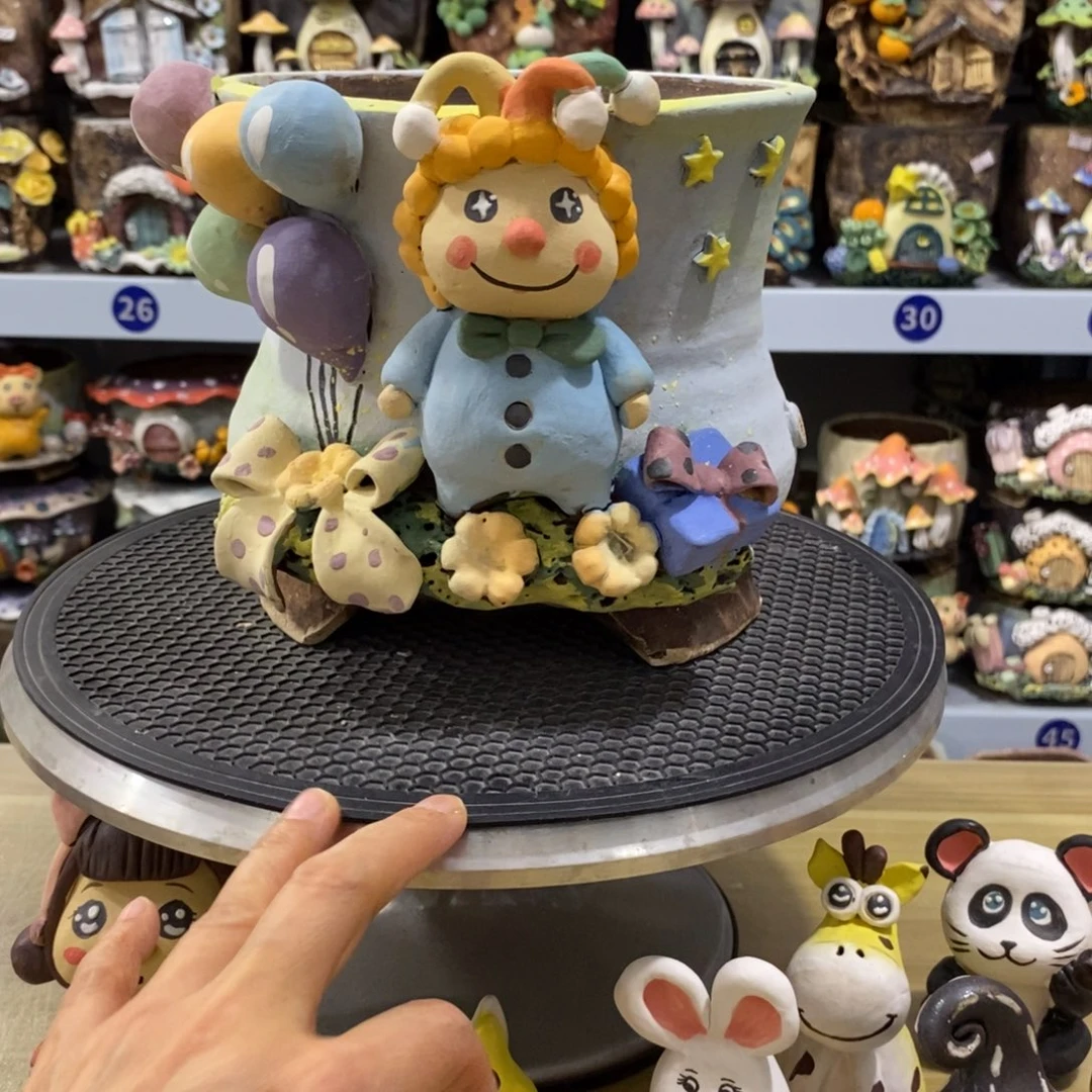 白狐粗陶手捏花盆