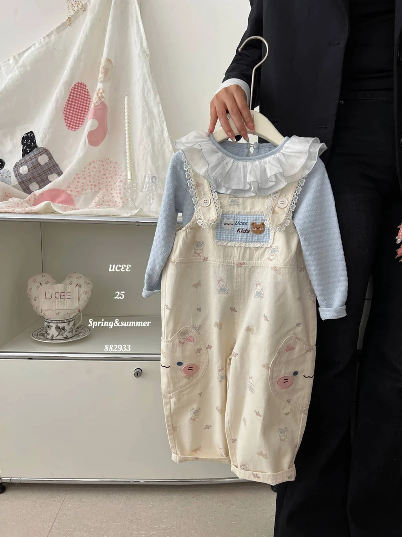 釉兮 2025春兔子背带裤两件套