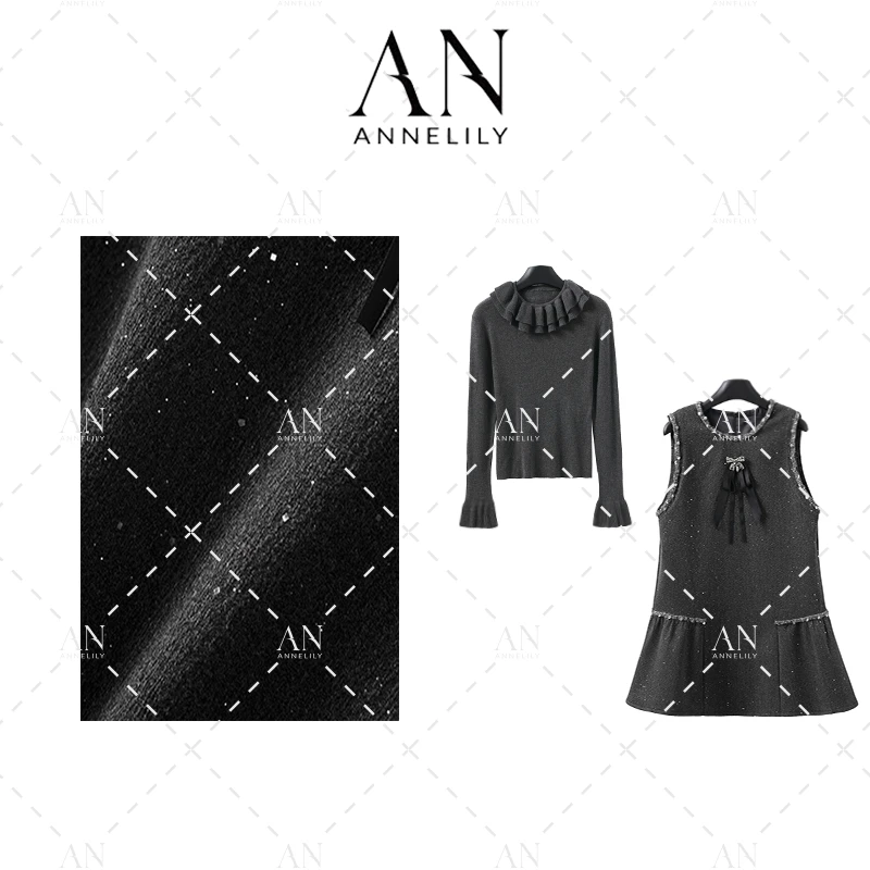 ANNELILY【若柠】设计师款休闲百搭气马甲裙套装AT2411002