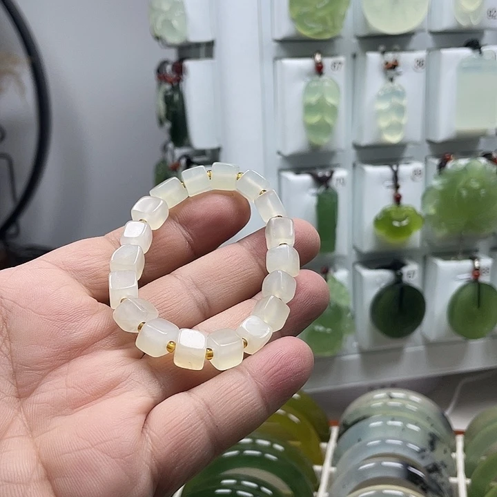 合金蛇纹石玉手链