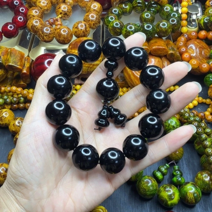 松木琥珀木文玩手串