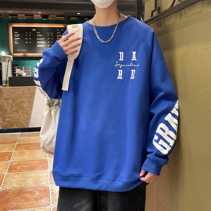 青少年春秋季港风圆领卫衣男2025新款高中初中学生潮流帅气打底衫