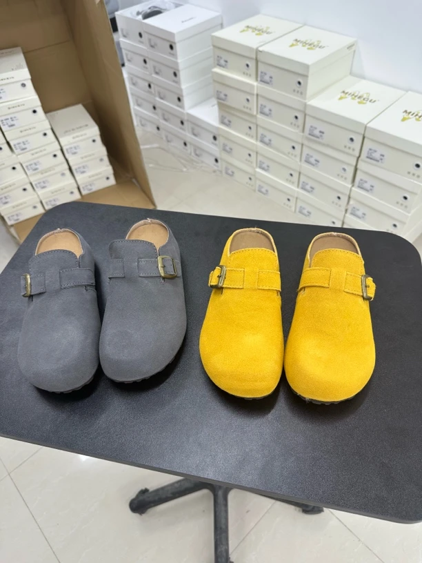 【十六号】复古磨砂皮包头勃肯拖半拖鞋女2025休闲勃肯凉拖鞋9909-2