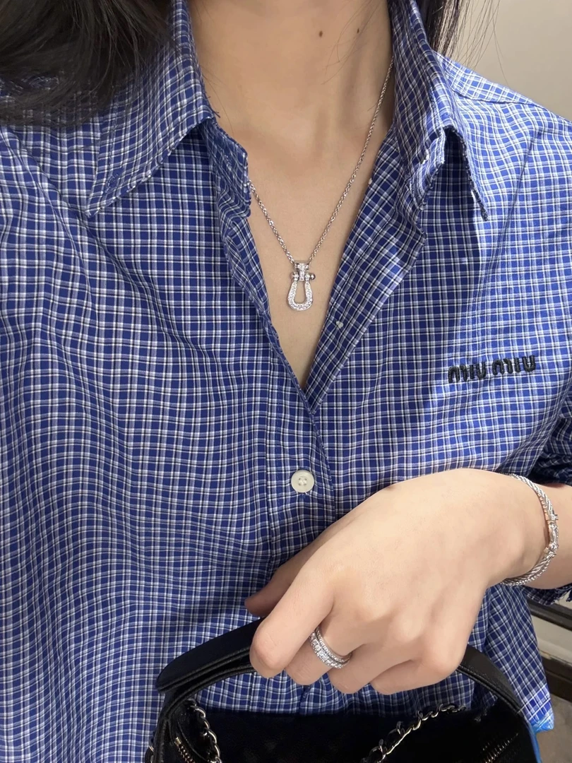 铜合金锆石项链 luxury 镀K金马蹄口项链V金高版CNC工艺轻奢气质