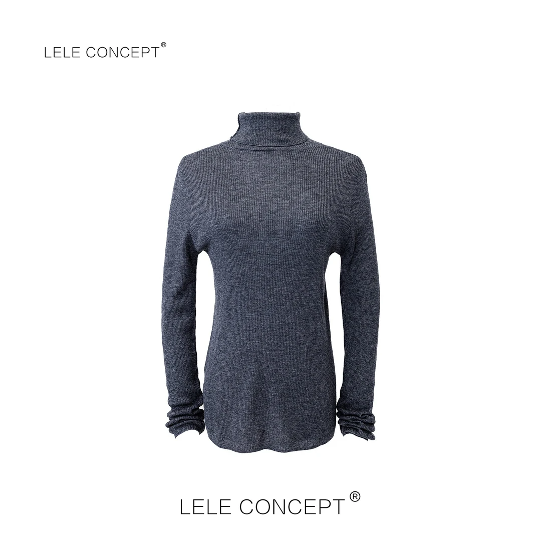 LELE CONCEPT |「颖」螺纹百搭知性高领打底针织衫S0120
