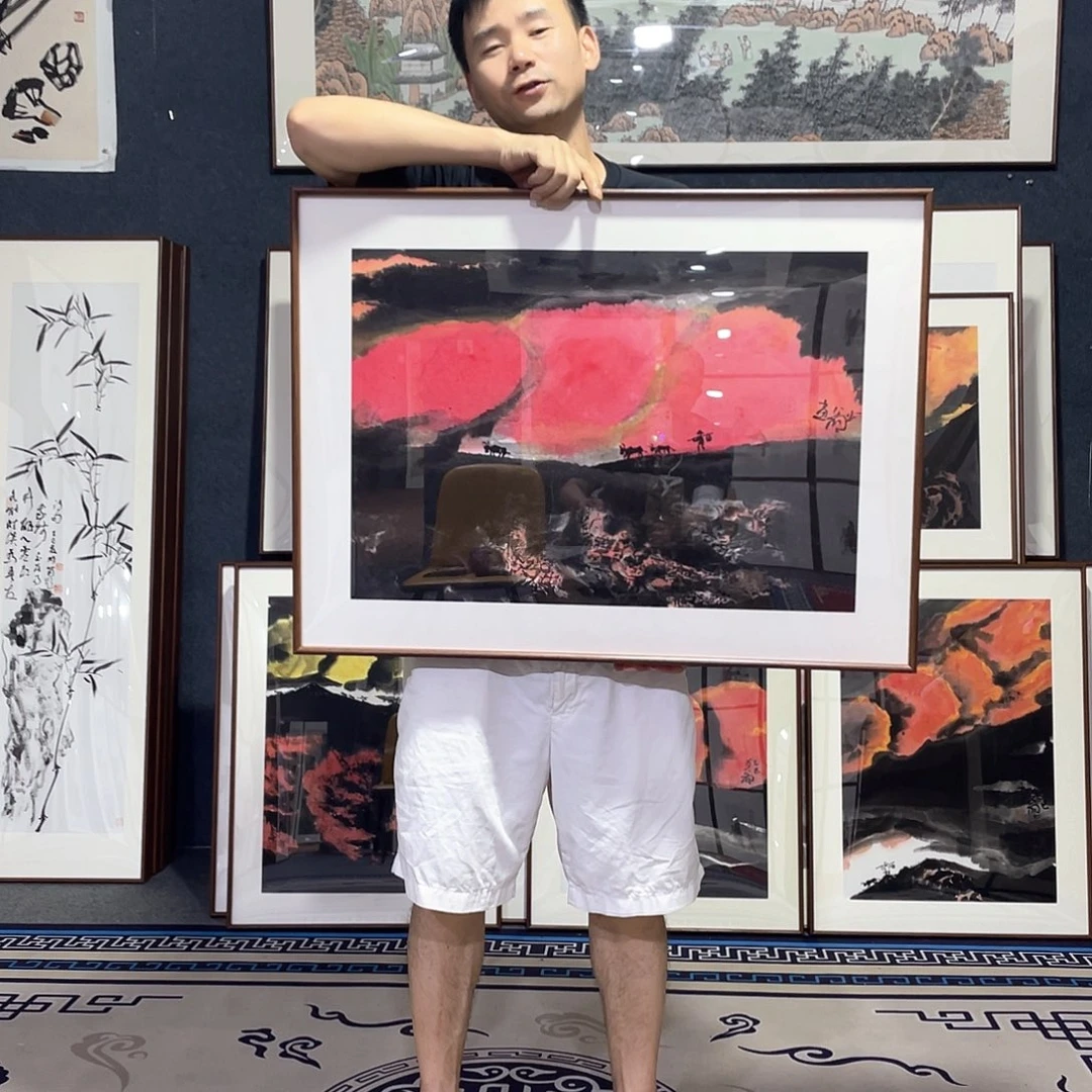 夏***至国画手绘画作品带框60-80厘米