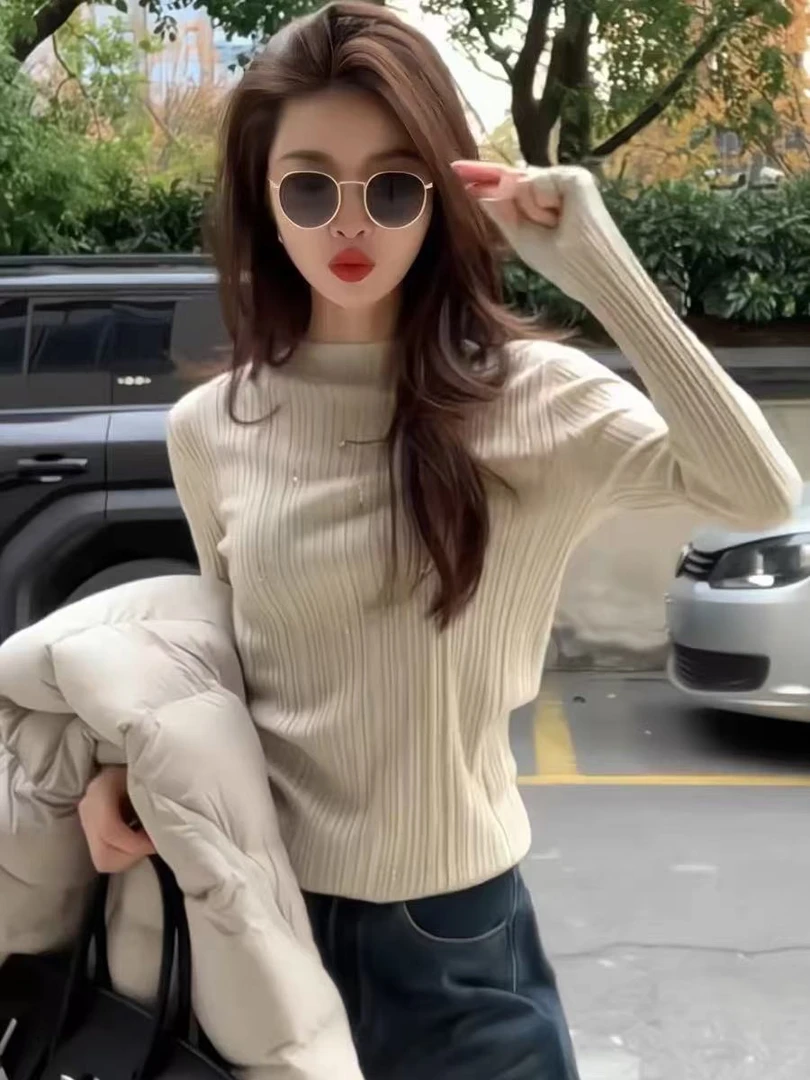 0707  Y1000毛衣打底衫秋冬新款洋气百搭修身内搭长袖针织衫上衣