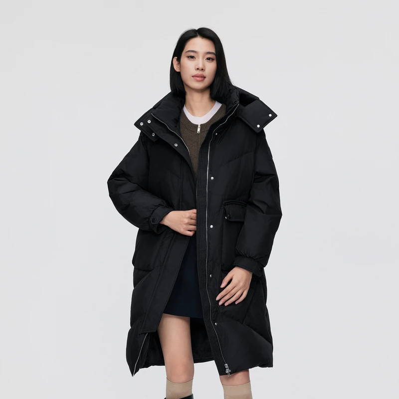 波司登商场同款时尚休闲运动连帽情侣款加厚保暖中长款羽绒服5252