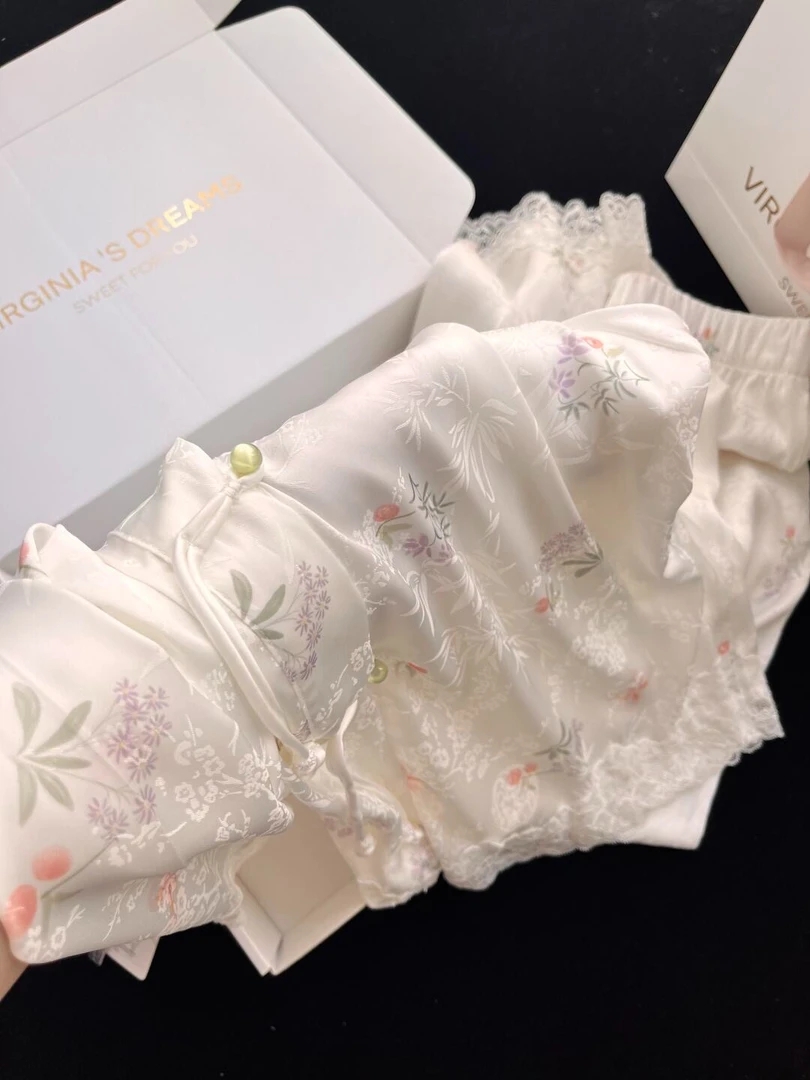 【兰花盘扣】国风高级感薄款冰丝长袖睡衣女春夏新款2025家居服套装