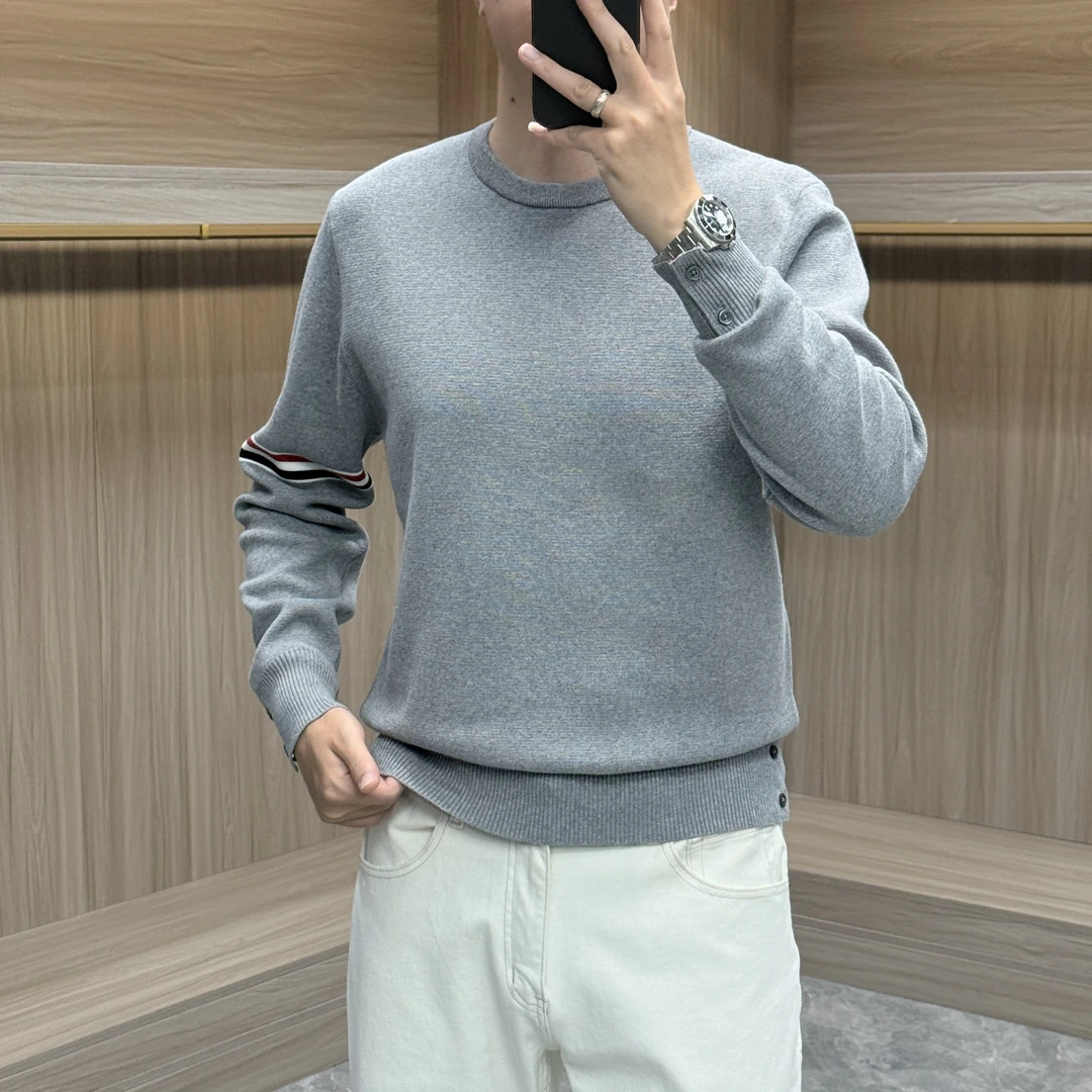 高端男士重磅针织毛衣圆领套头长袖针织衫秋冬宽松休闲卫衣加厚款