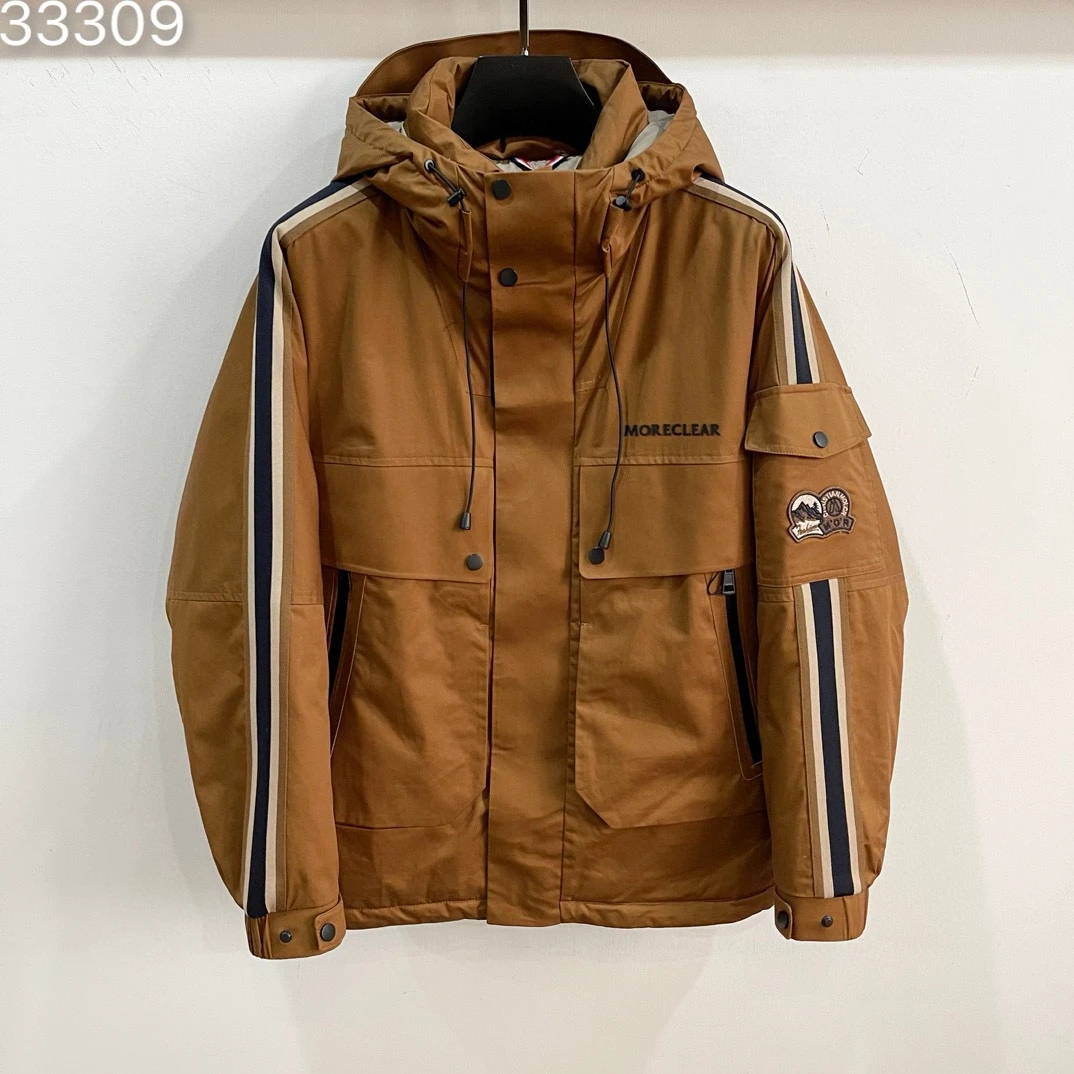 ED男士冬季刺绣织带高品质户外连帽羽绒服