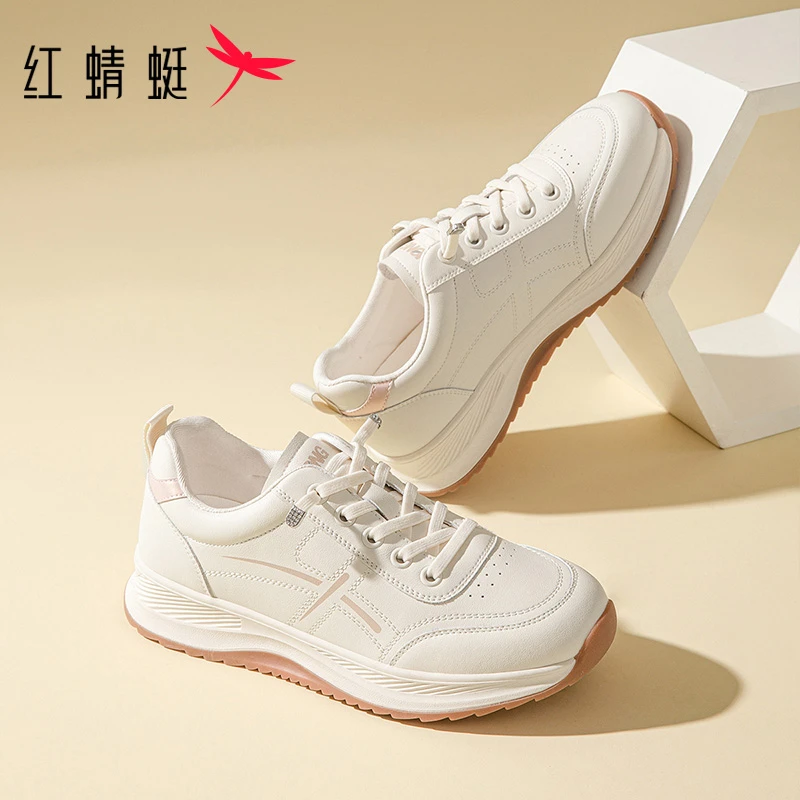 红蜻蜓女鞋2025秋季新款休闲软底旅游鞋舒适透气增高跑步运动鞋女