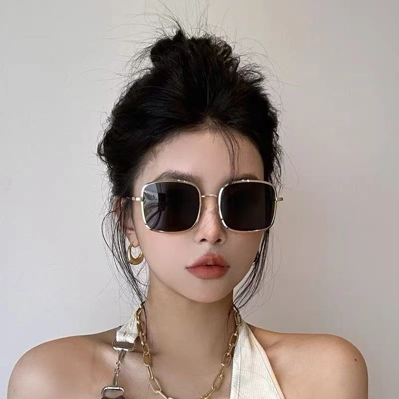 金属方框太阳镜男高级感复古海洋片墨镜时尚轻奢简约百搭遮阳眼镜