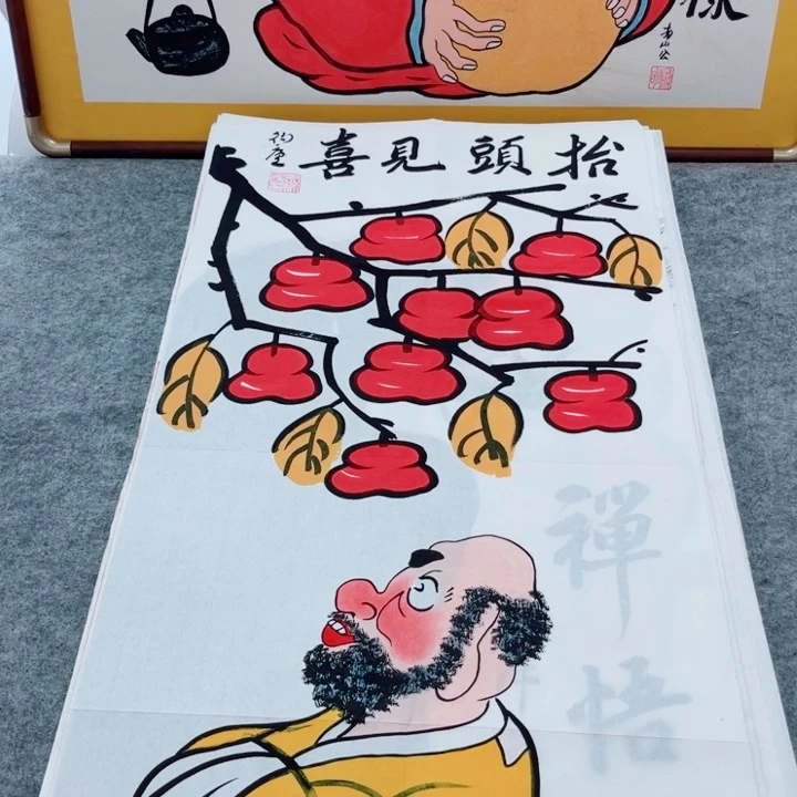 国画手绘禅意画一物一拍