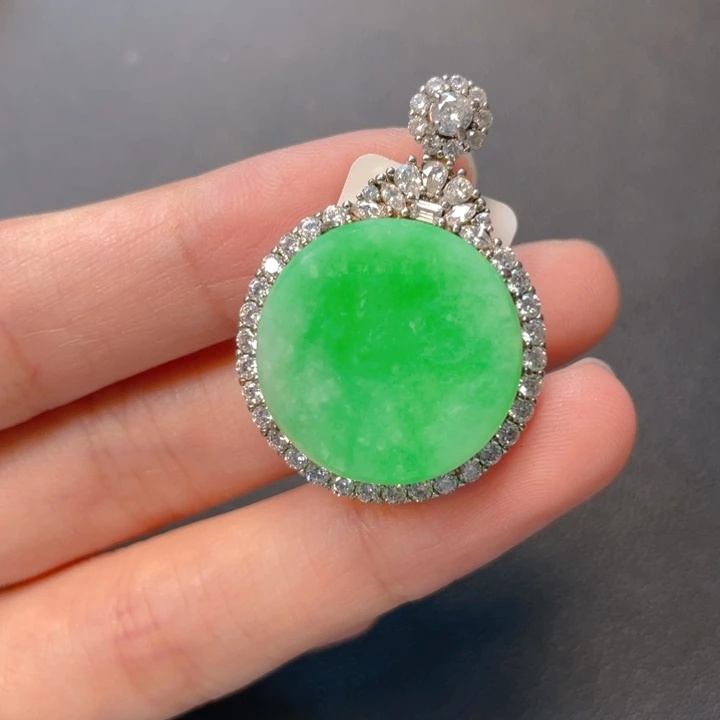 翡翠银S925镶嵌吊坠(不含链)