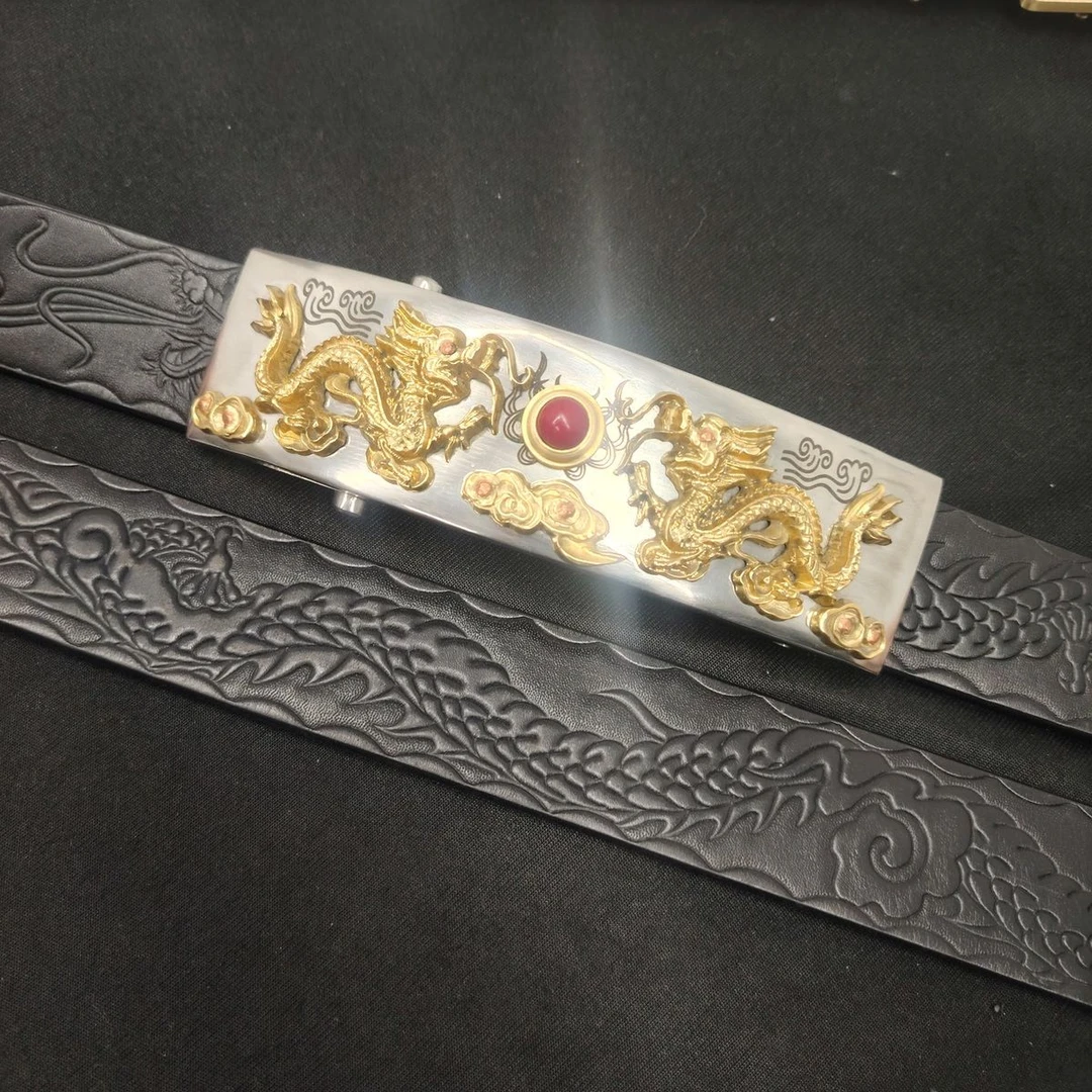纯黄铜龙滚轴皮带扣男无牙无孔腰带扣头长16x4.6内径4.0尺寸可定