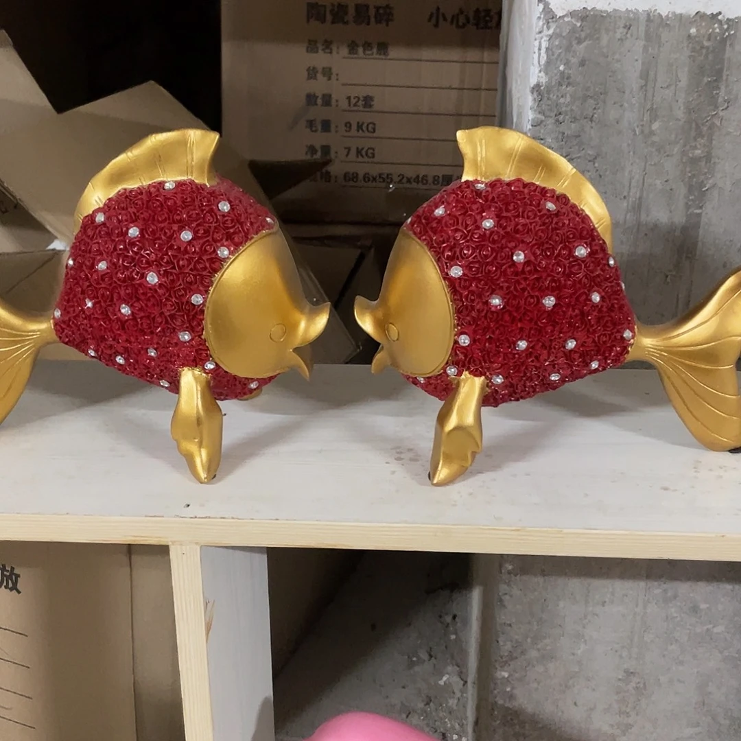 树脂红色金鱼一对111