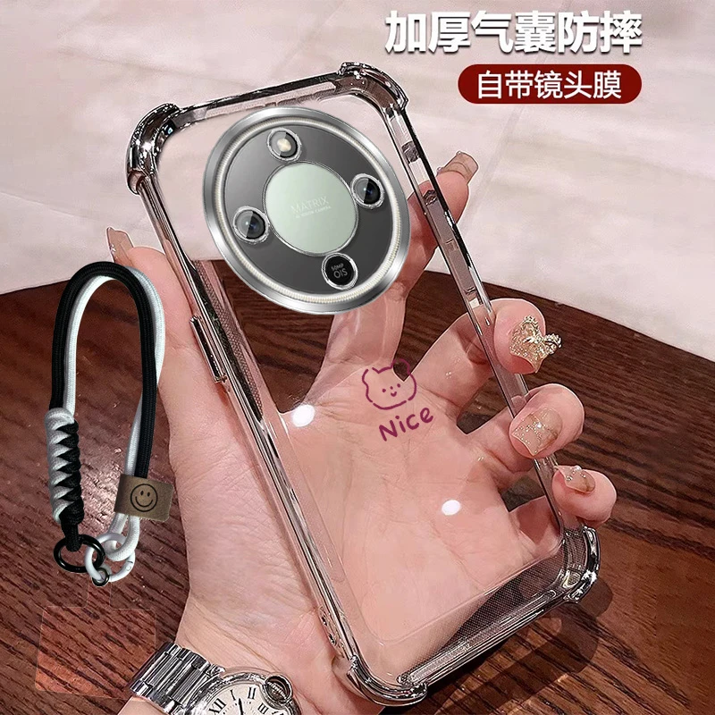 简约小熊适用荣耀x70手机壳软硅胶四角防摔套X70全包带镜头膜个性