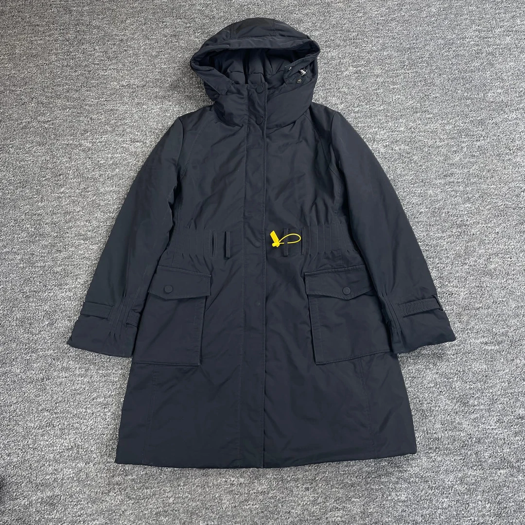95新 MONCLER 7101/Moncler 黑色长款连帽羽绒服外套/4码/95新/袖